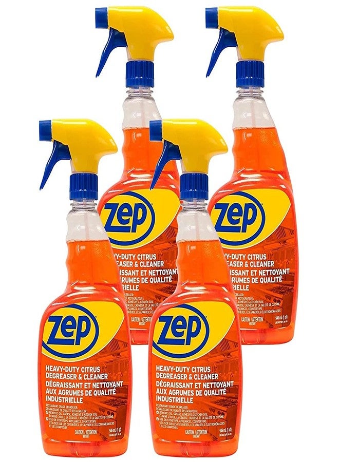 Zep Heavy-Duty Citrus Degreaser and Cleaner - 32 Ounce (Case of 4) CACIT324 - Restaurant Grade Degreaser and Cleaner Removes Oil, Grease, Adhesive, and Kitchen Soil - Image 1
